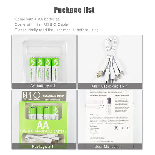بطاريات USB-C قابلة لإعادة الشحن