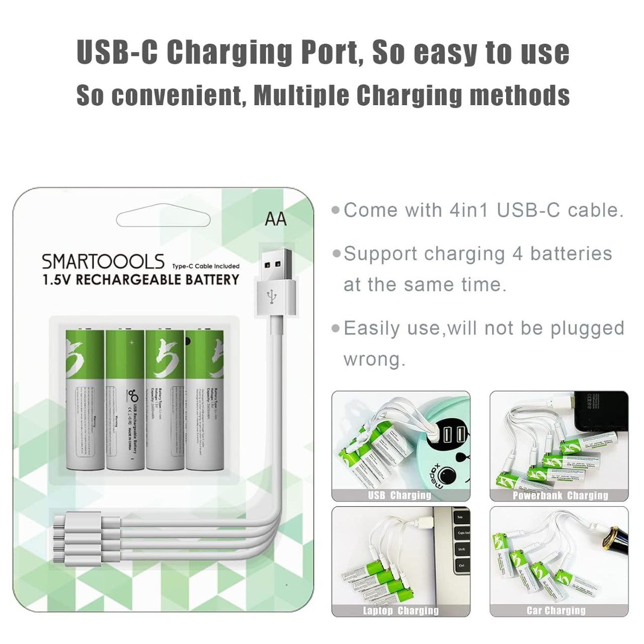 بطاريات USB-C قابلة لإعادة الشحن