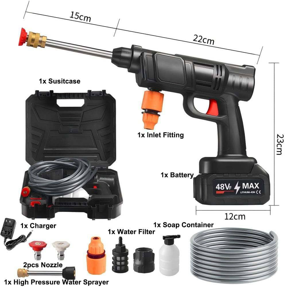 مسدس غسيل لاسلكي مع 2 بطارية بسعة 1500 مللي امبير