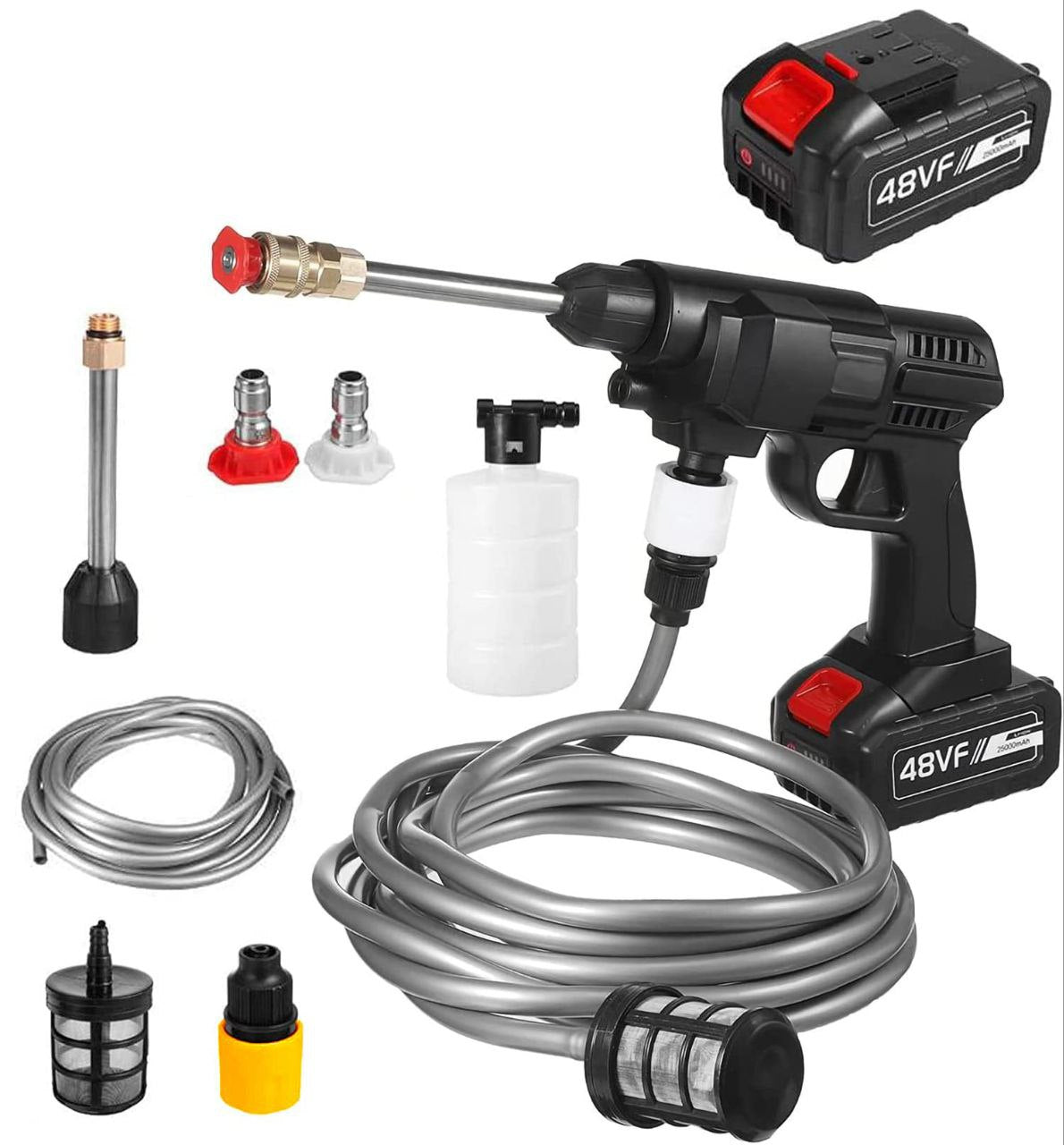 مسدس غسيل لاسلكي مع 2 بطارية بسعة 1500 مللي امبير